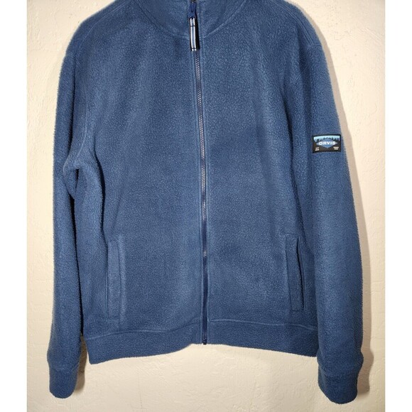 Orvis Men's M Full Zip Fleece Jacket W/Pockets Blue Long Sleeve Patch Logo - Picture 3 of 10